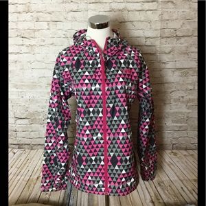 North Face hyvent black pink and grey raincoat